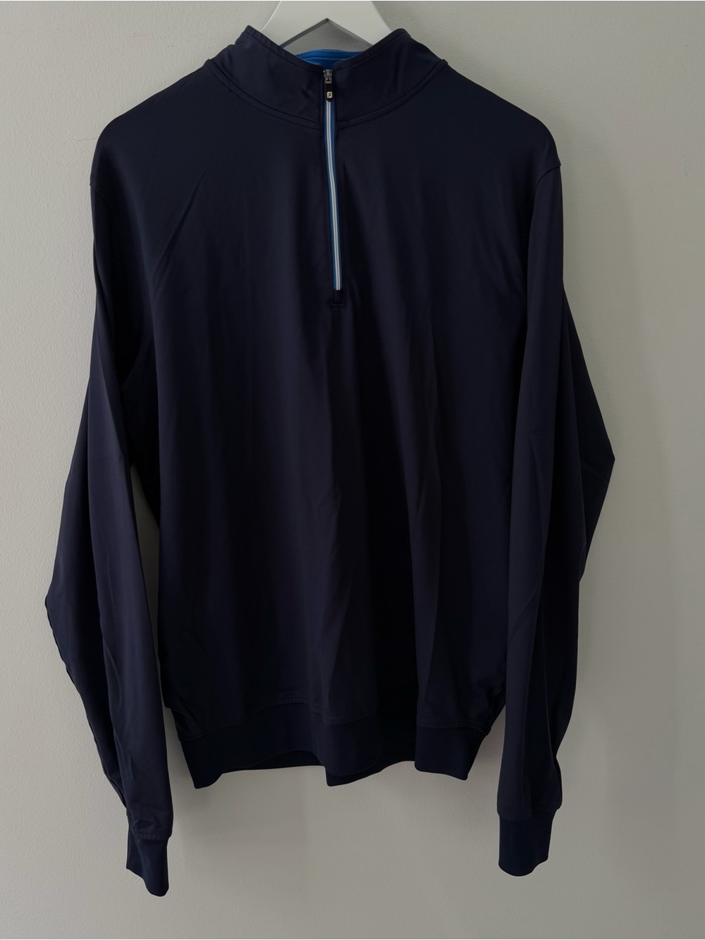 FootJoy Navy Performance Half-Zip Pullover with Light Blue Trim